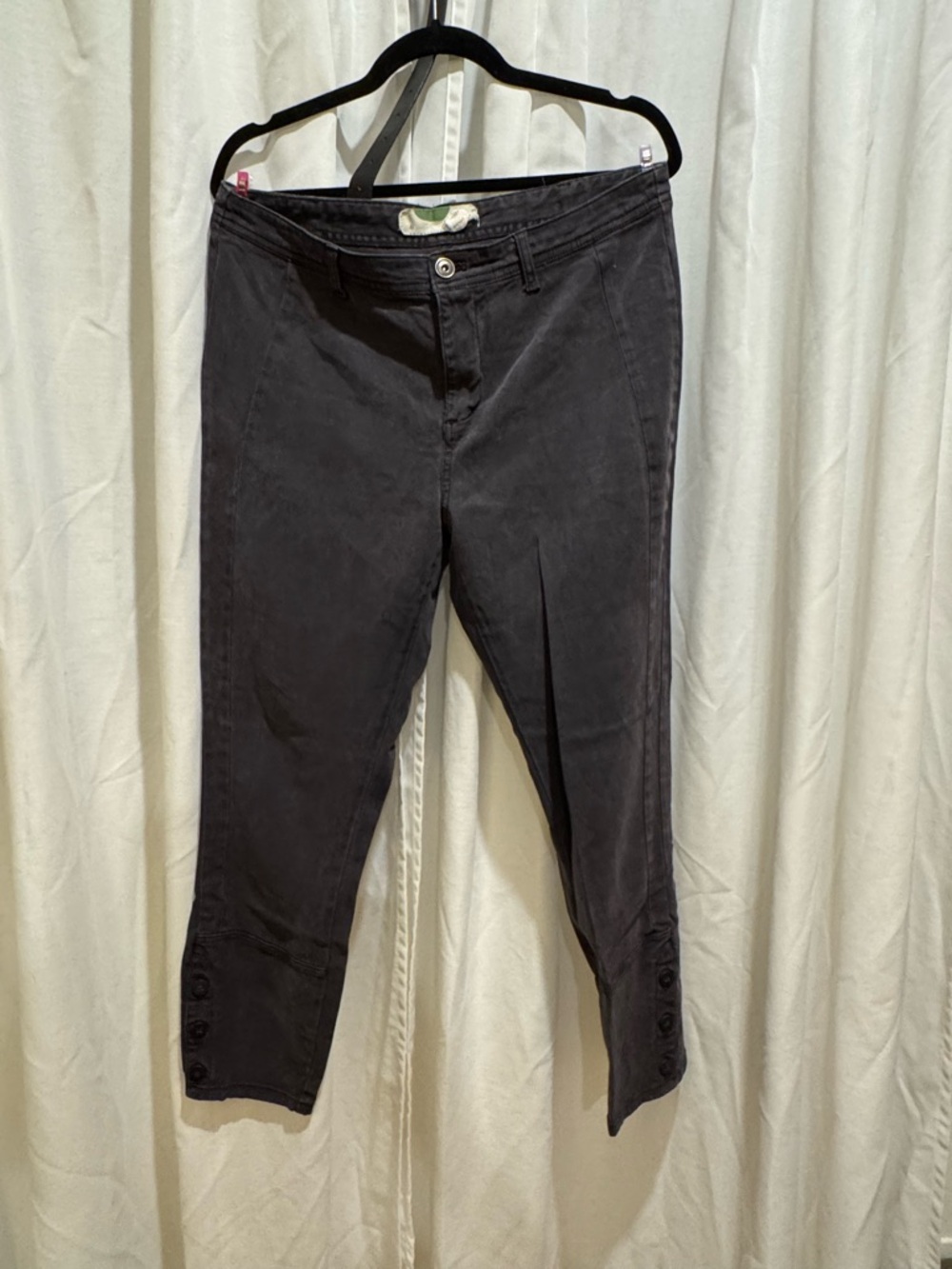 Anthropologie Dark Gray Cropped Button-Cuff Ankle Pants